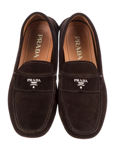 prada men's loafers black|Prada suede loafers.